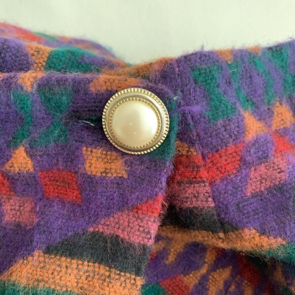 Vintage Aztec Tribal Midi Wrap Skirt Wool Blend Large Blanket Skirt Western - Picture 9 of 12